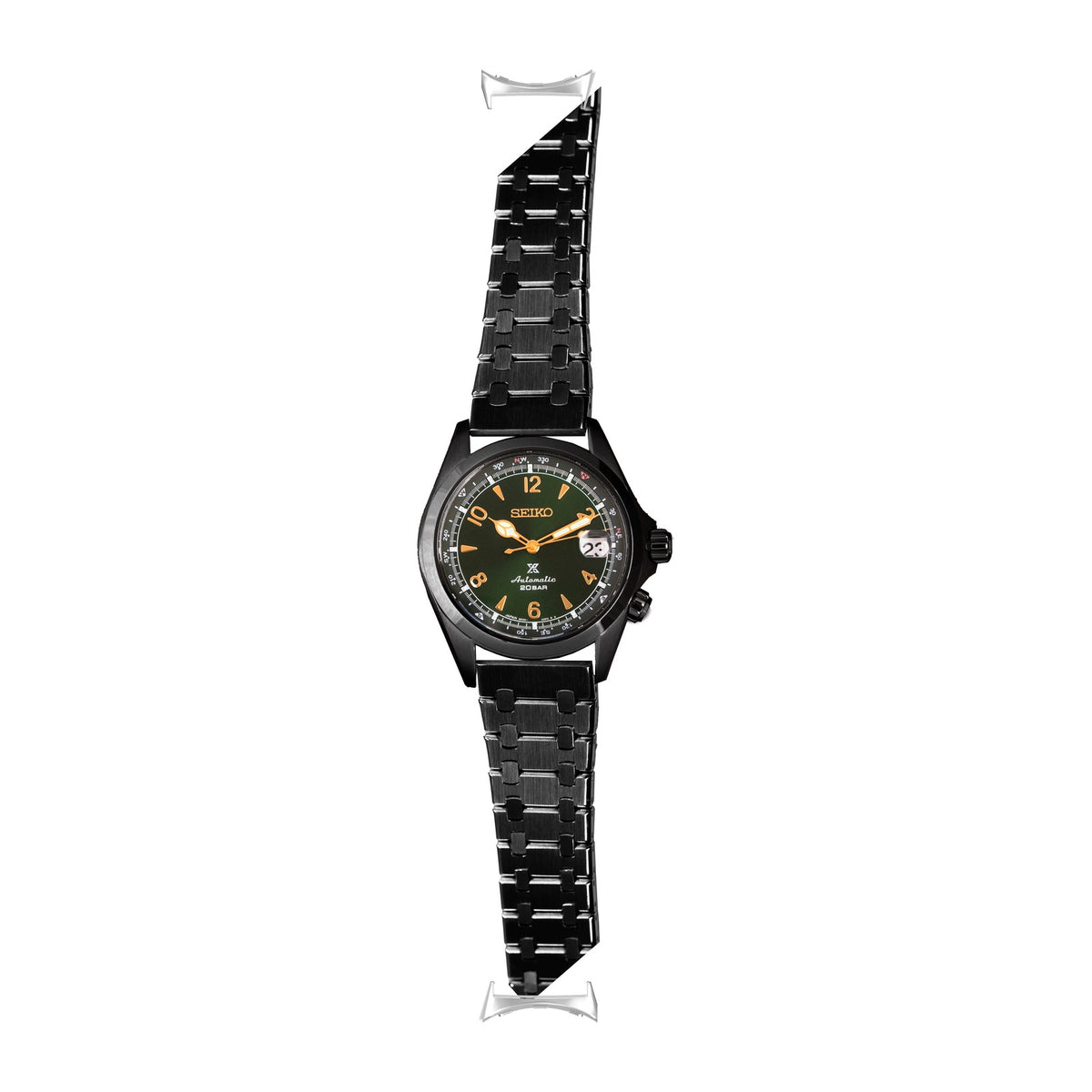 Medallion Bracelet - Black Silver with Google Pixel Spring Bar Adapters - Wear Any 20mm Strap! for Pixel Watch 3-5 45mm