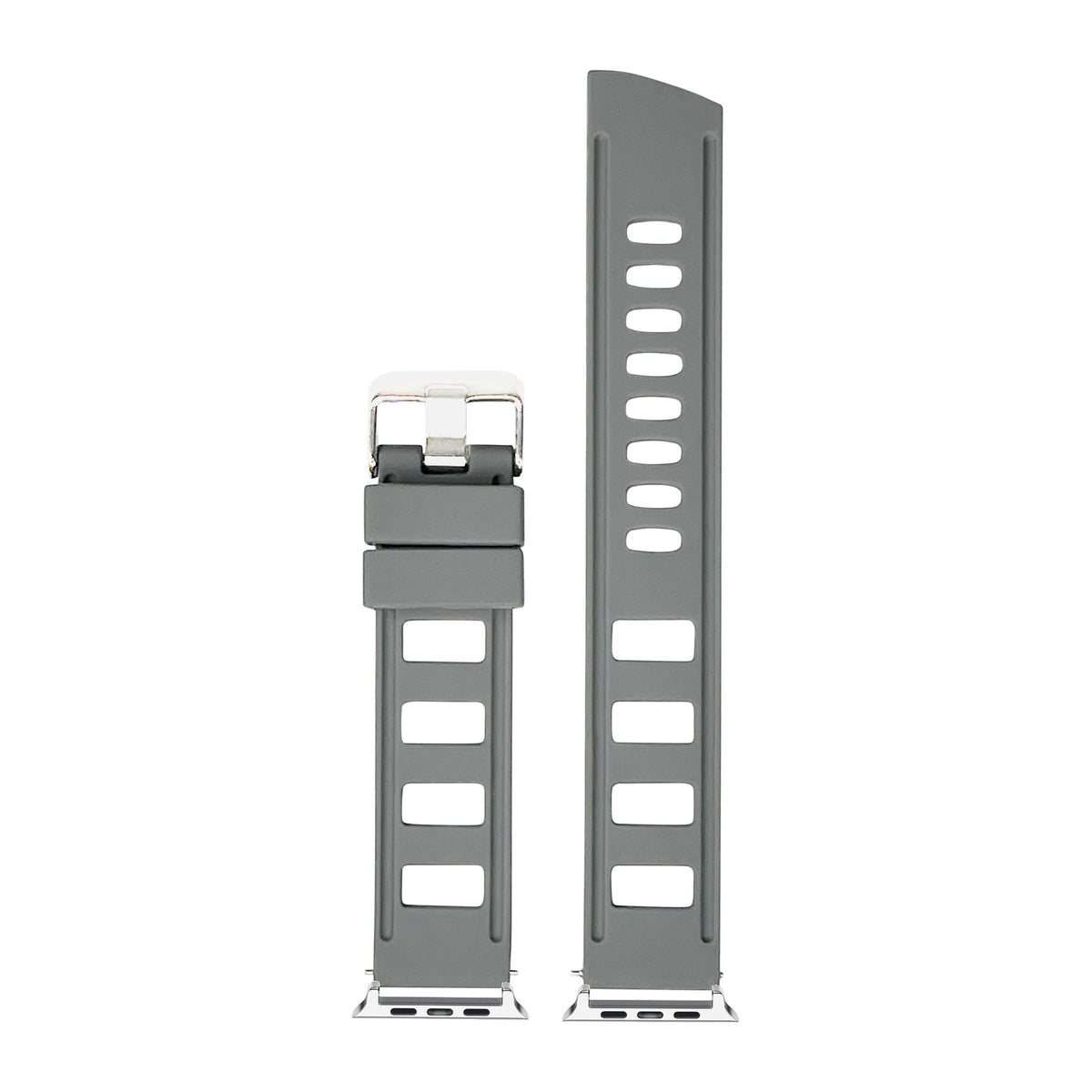 Iso Silicone Grey Silver with Connecters - Spring Bar Type for Apple Watch