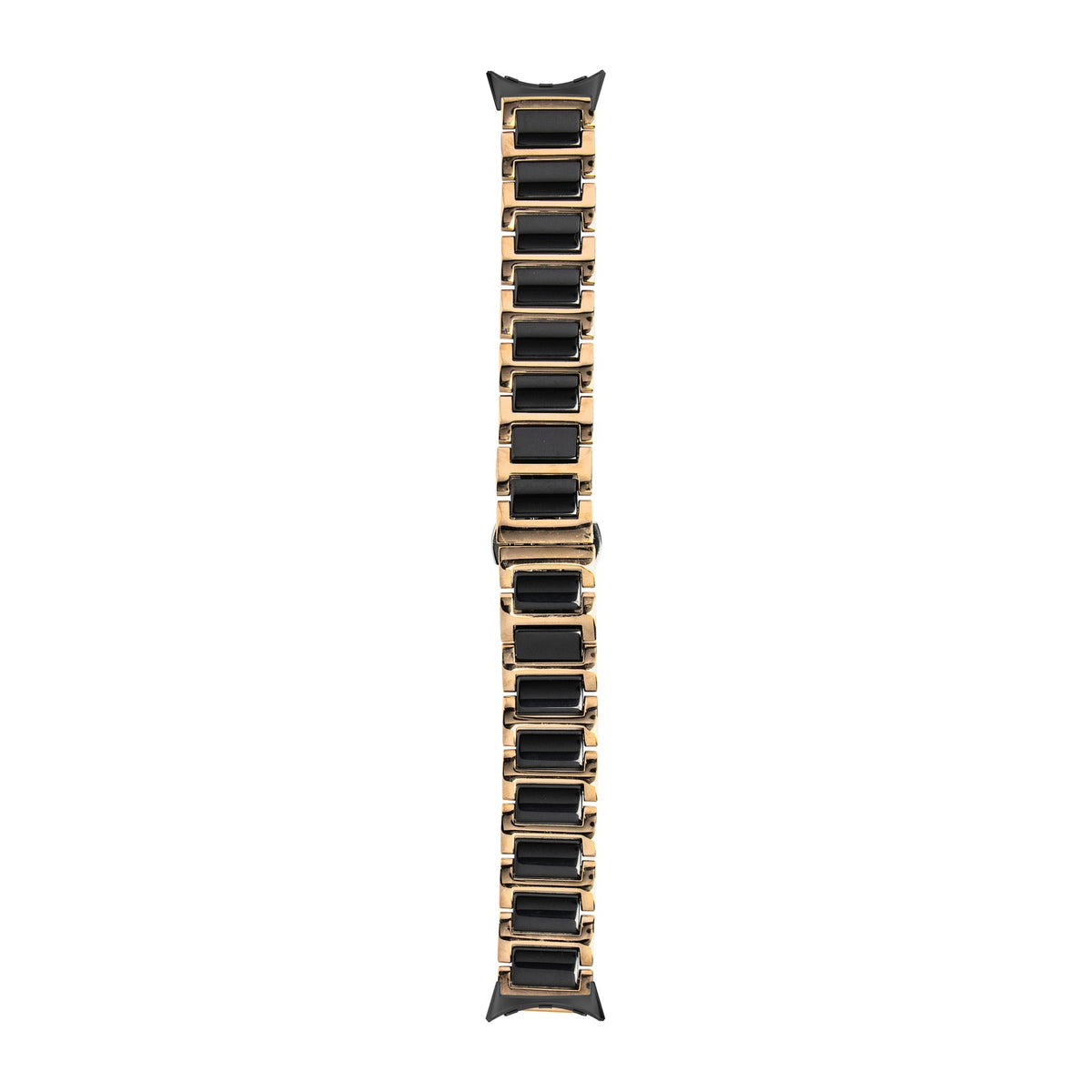 Ceramic Bracelet - Rose Gold / Black Black with Google Pixel Spring Bar Adapters - Wear Any 20mm Strap! for Pixel Watch 1-5 41mm