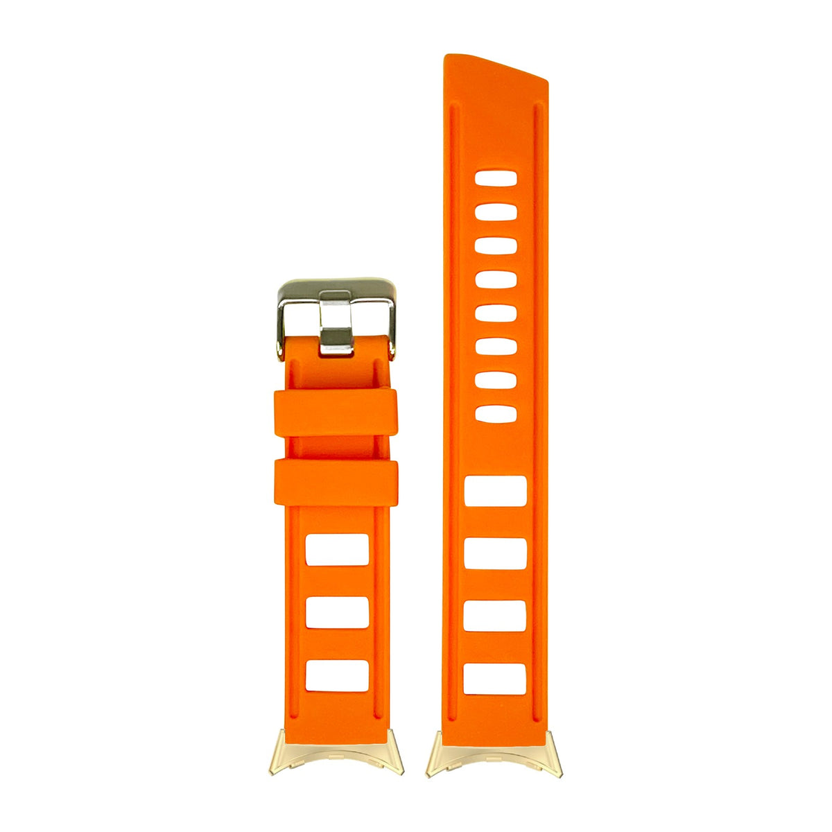 Iso Silicone Orange Gold with Google Pixel Spring Bar Adapters - Wear Any 20mm Strap! for Pixel Watch 3-5 45mm