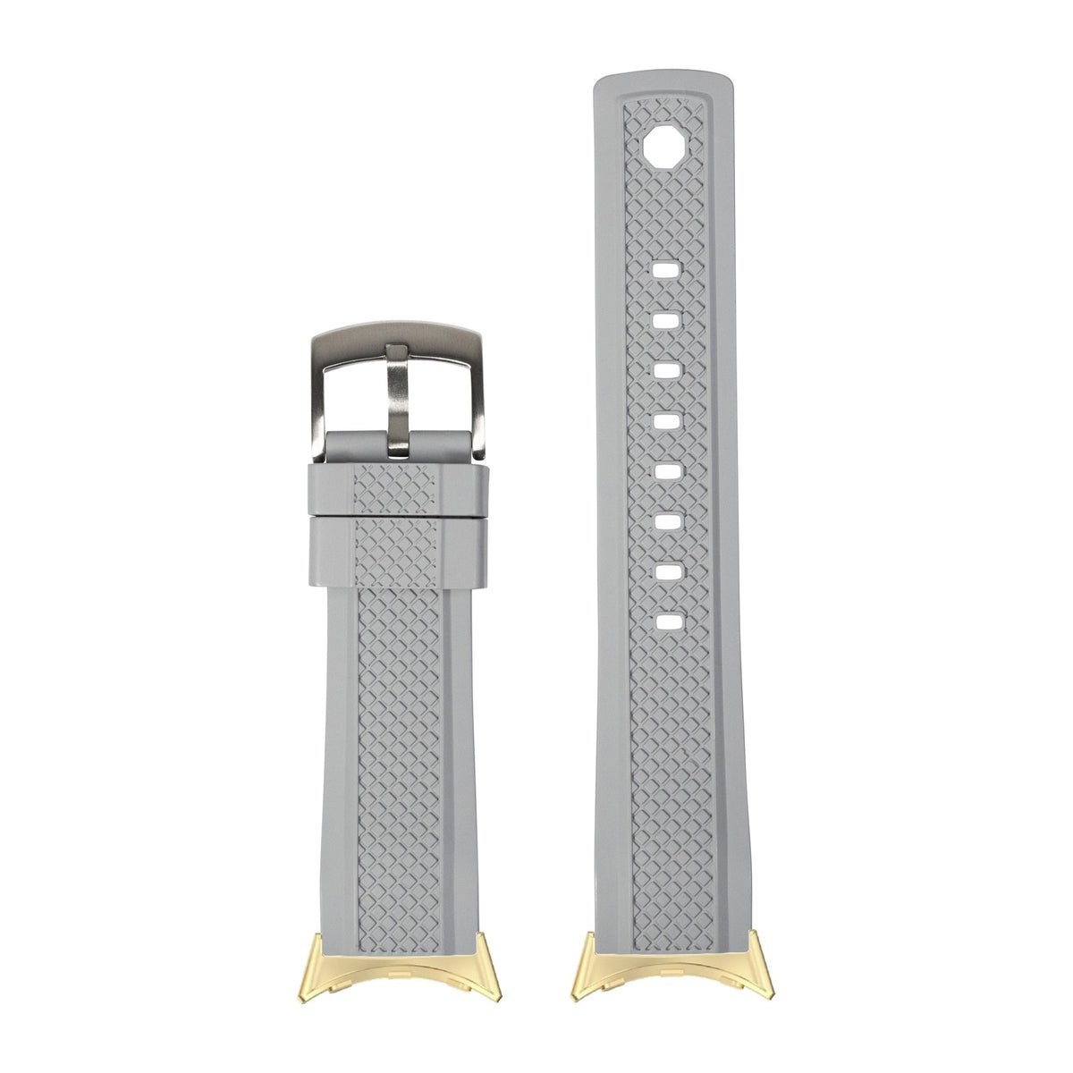 GridLock FKM Rubber - Grey Gold with Google Pixel Spring Bar Adapters - Wear Any 20mm Strap! for Pixel Watch 3-5 45mm