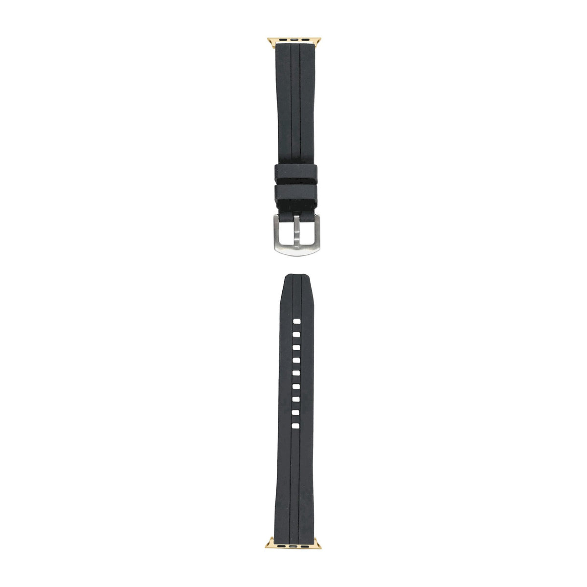 Large Silicone - Black Gold with Connecters - Spring Bar Type for Apple Watch