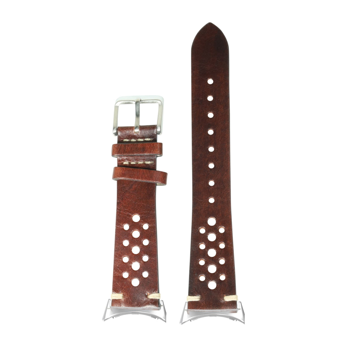 Vintage Rally Leather - Smoked Dark Brown Silver with Google Pixel Spring Bar Adapters - Wear Any 20mm Strap! for Pixel Watch 3-5 45mm
