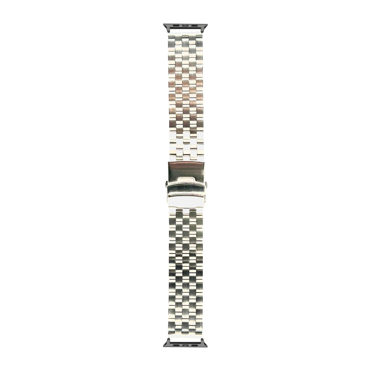 Engineer Bracelet - Folding Deployant Clasp - Silver Black with Connecters - Spring Bar Type for Apple Watch