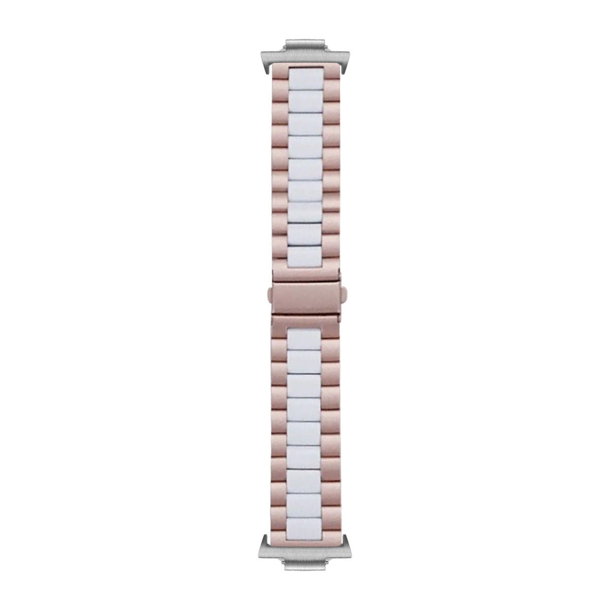 Steel Bracelet Silver with Deployant Clasp - Rose Gold/White with Strap Adapter for Tissot PRX 40