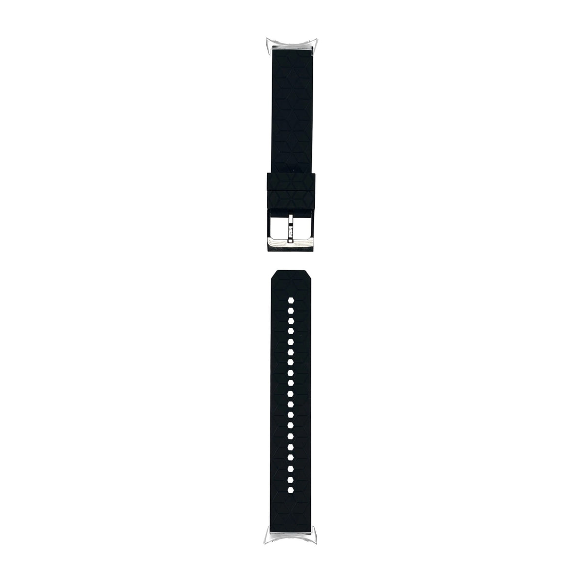 Prism Silicone [Black Hardware] Black Silver with Google Pixel Spring Bar Adapters - Wear Any 20mm Strap! for Pixel Watch 1-5 41mm