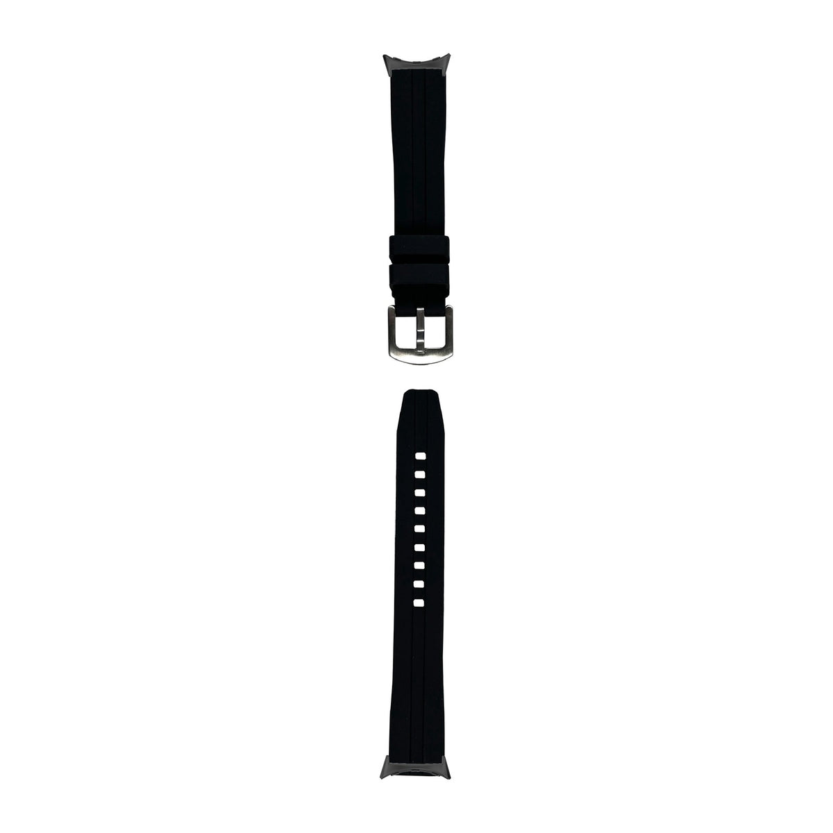 Large Silicone - Black Black with Google Pixel Spring Bar Adapters - Wear Any 20mm Strap! for Pixel Watch 3-5 45mm