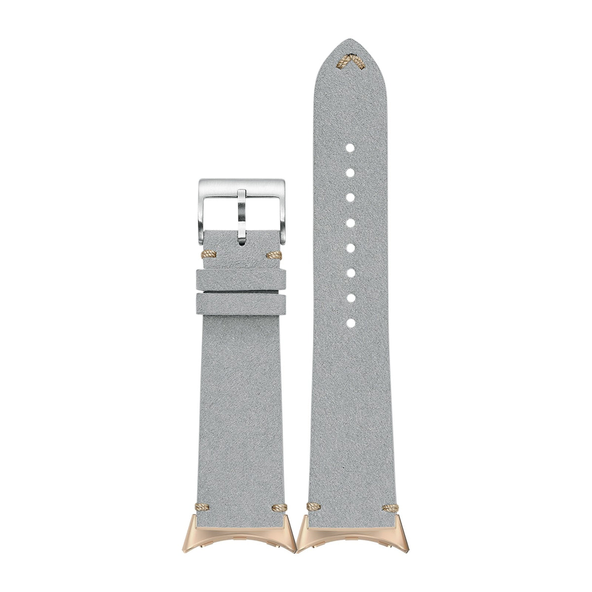 Alcantara Leather - Vintage - Grey Rose Gold with Google Pixel Spring Bar Adapters - Wear Any 20mm Strap! for Pixel Watch 1-5 41mm