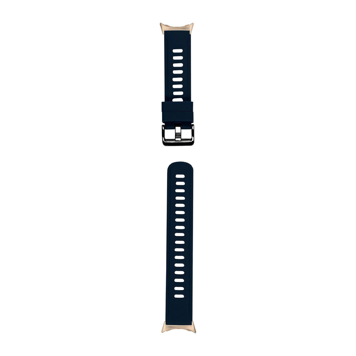 Flexi Silicone 3 Midnight Blue Rose Gold with Black Hardware with Google Pixel Spring Bar Adapters - Wear Any 20mm Strap! for Pixel Watch 3-5 45mm