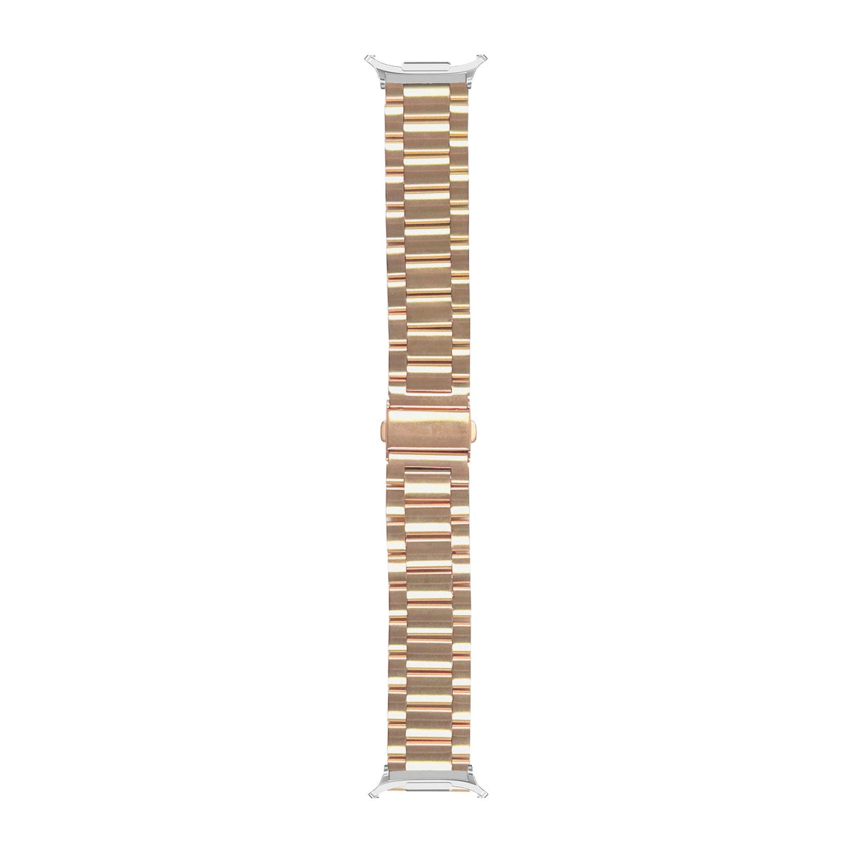 Steel Bracelet Silver with Deployant Clasp - Rose Gold with Strap Adapter for Galaxy Watch 8-9/Ultra