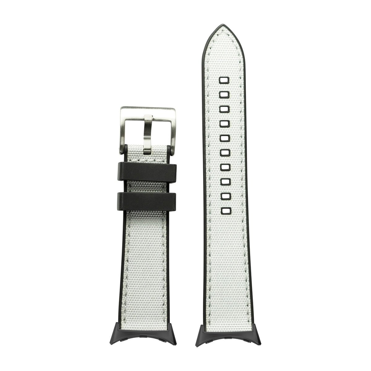 Sailcloth & FKM Rubber Hybrid White with Google Pixel Spring Bar Adapters - Wear Any 20mm Strap! for Pixel Watch 1-5 41mm