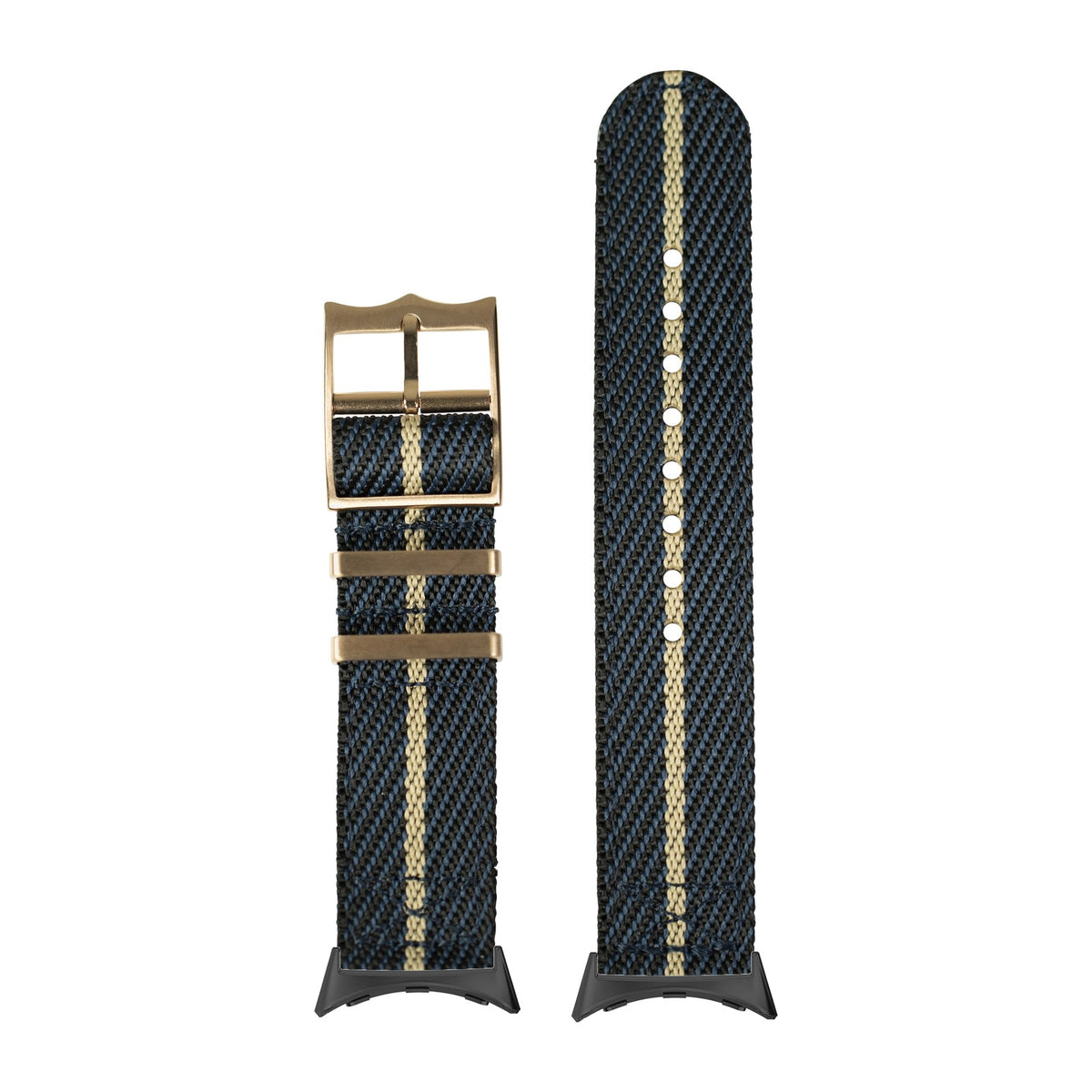 Cross Militex - Night Blue / Wheat [Rose Gold Hardware] Black with Google Pixel Spring Bar Adapters - Wear Any 20mm Strap! for Pixel Watch 3-5 45mm