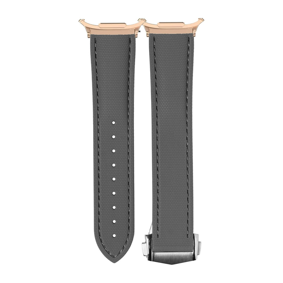 Textured FKM Rubber Grey Rose Gold with Strap Adapter for Galaxy Watch 8-9/Ultra