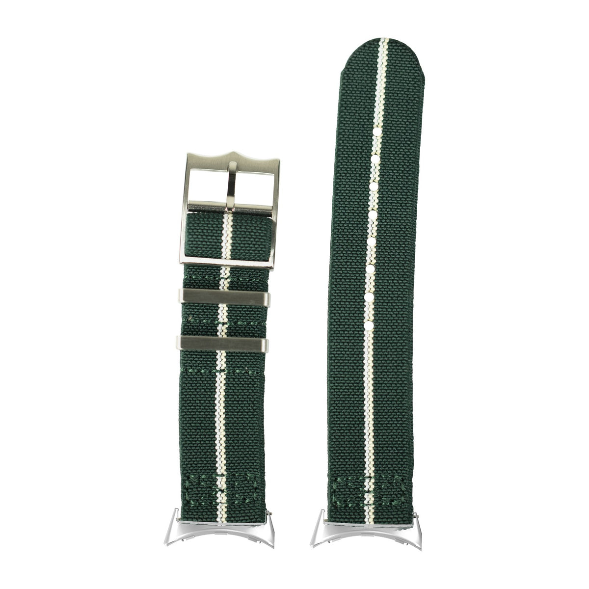 ElastoFlex - Green/Wheat/White Silver with Google Pixel Spring Bar Adapters - Wear Any 20mm Strap! for Pixel Watch 3-5 45mm
