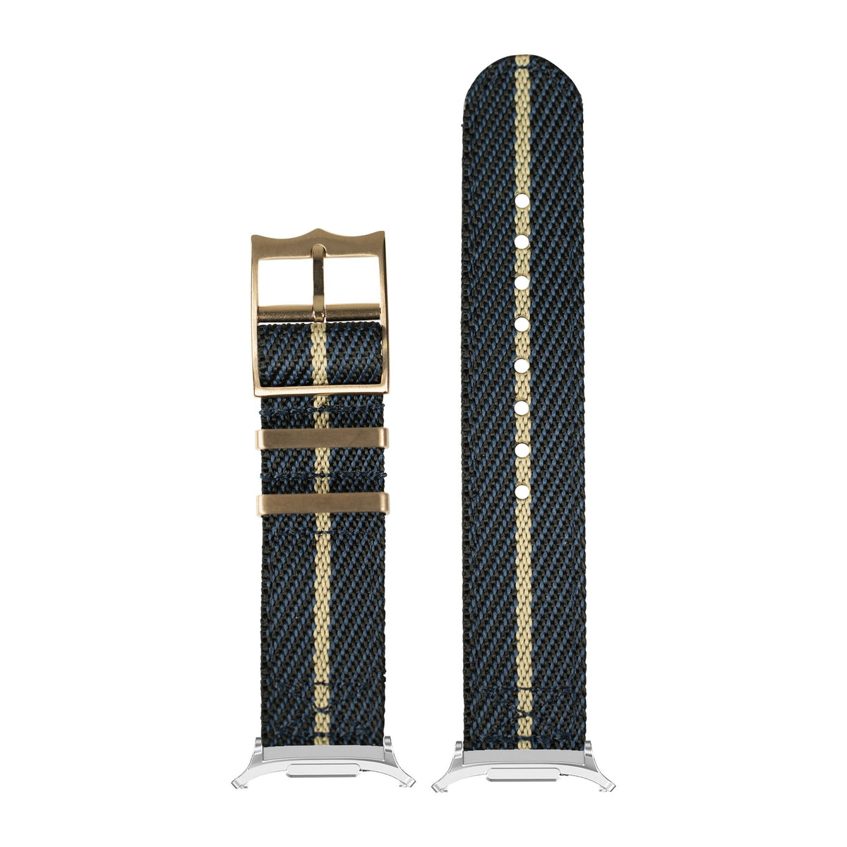 Cross Militex - Night Blue / Wheat [Rose Gold Hardware] Silver with Strap Adapter for Galaxy Watch 8-9/Ultra