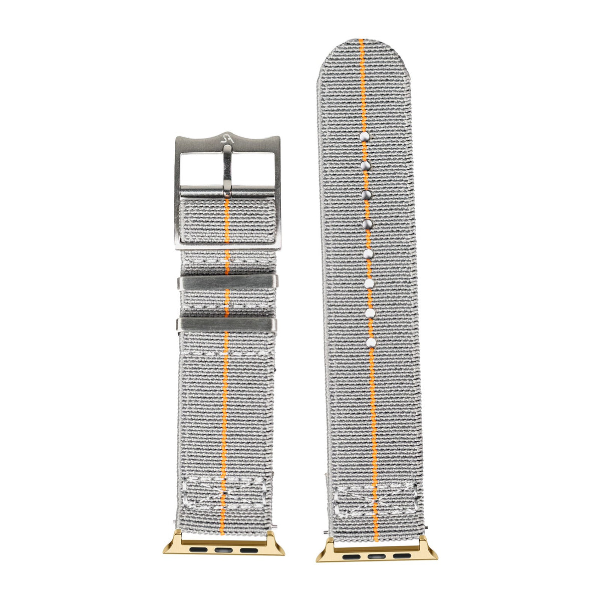 ElastoFlex - Grey/Orange Gold with Connecters - Spring Bar Type for Apple Watch