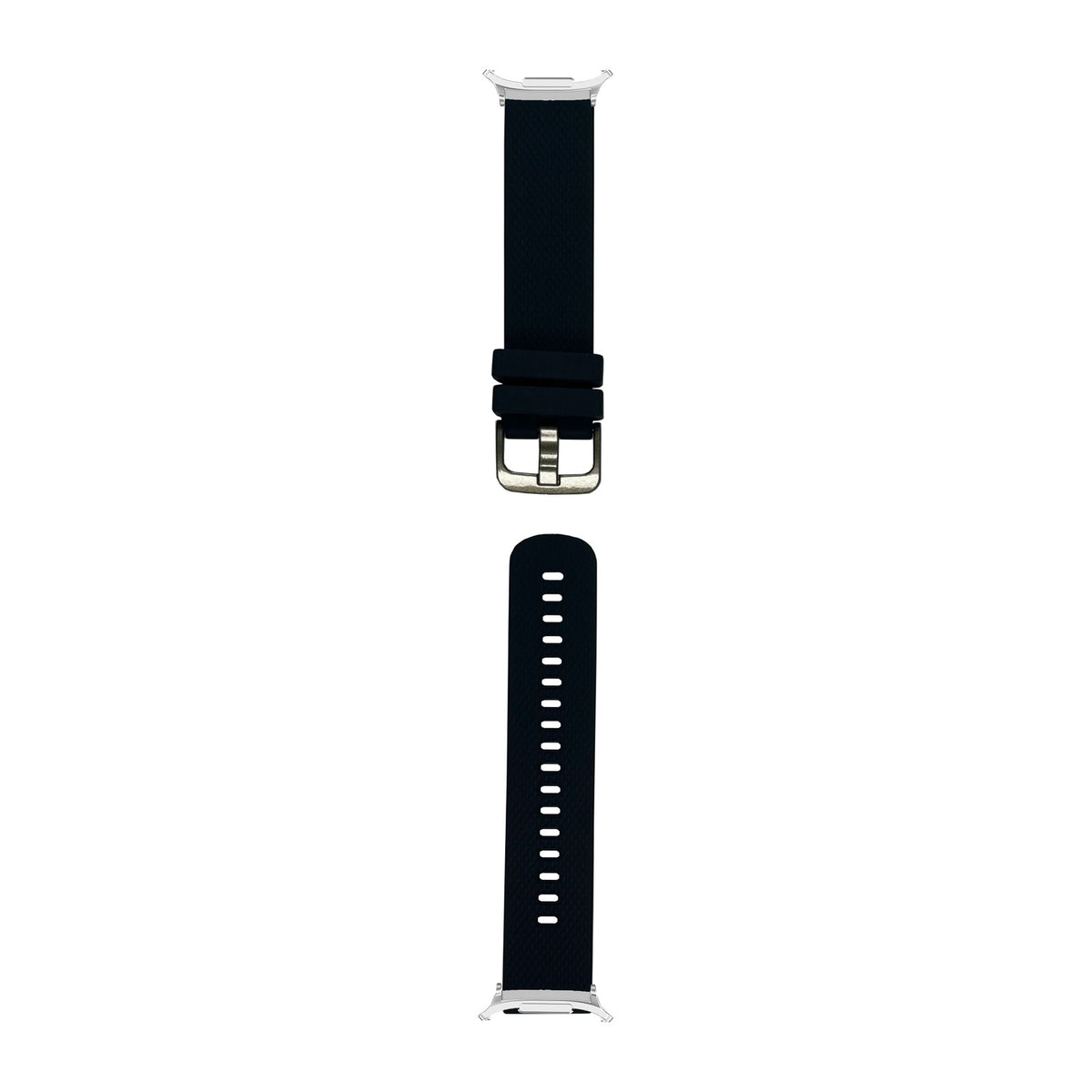 Original Silicone Small/Medium Black Silver with Strap Adapter for Galaxy Watch 8-9/Ultra