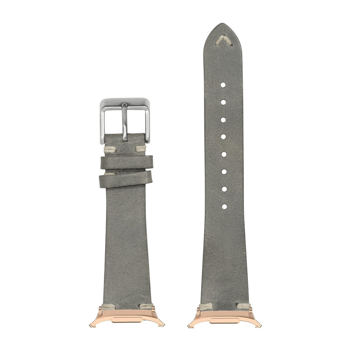 Vintage Knotted Leather - Grey Rose Gold with Strap Adapter for Galaxy Watch 8-9/Ultra