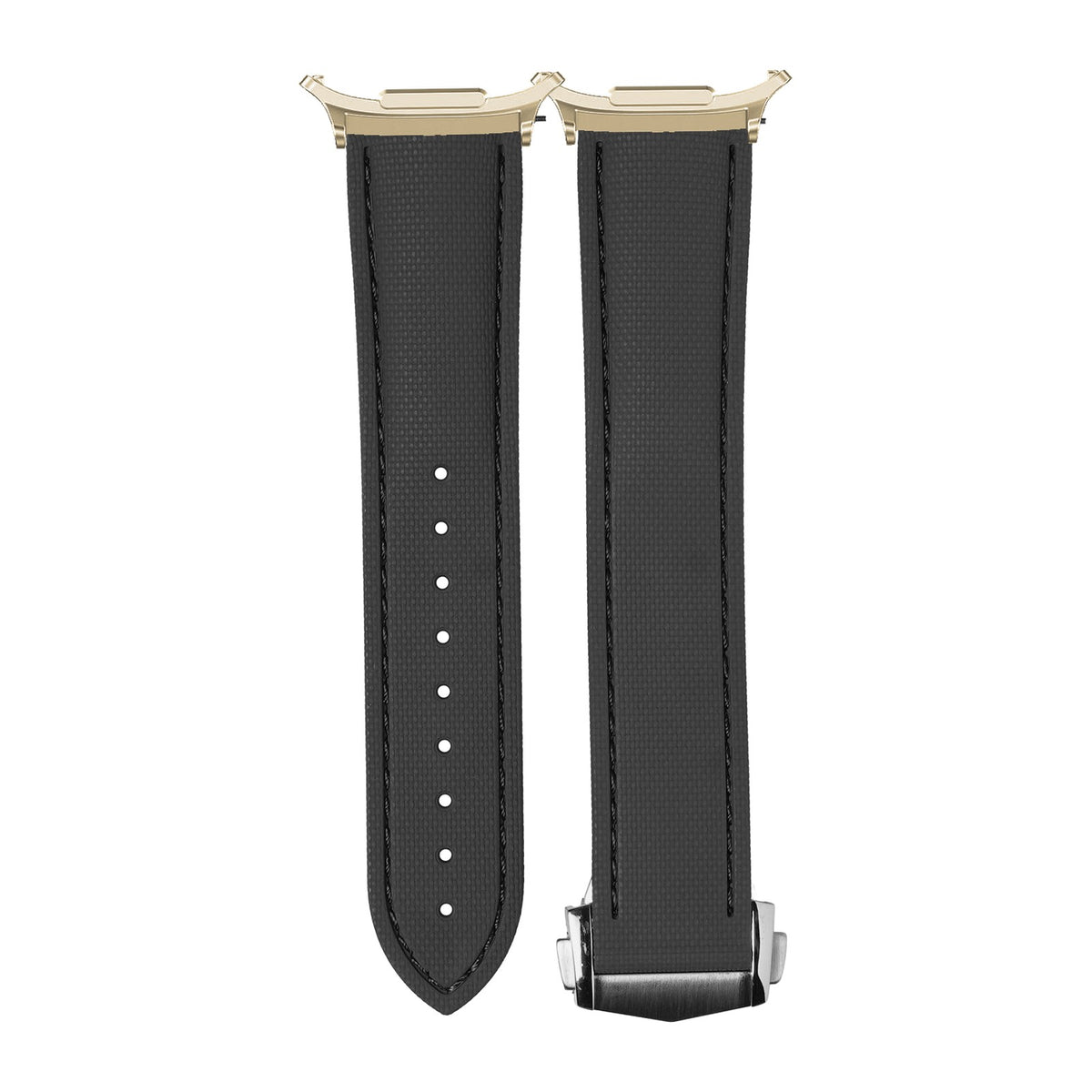 Textured FKM Rubber Black Gold with Strap Adapter for Galaxy Watch 8-9/Ultra