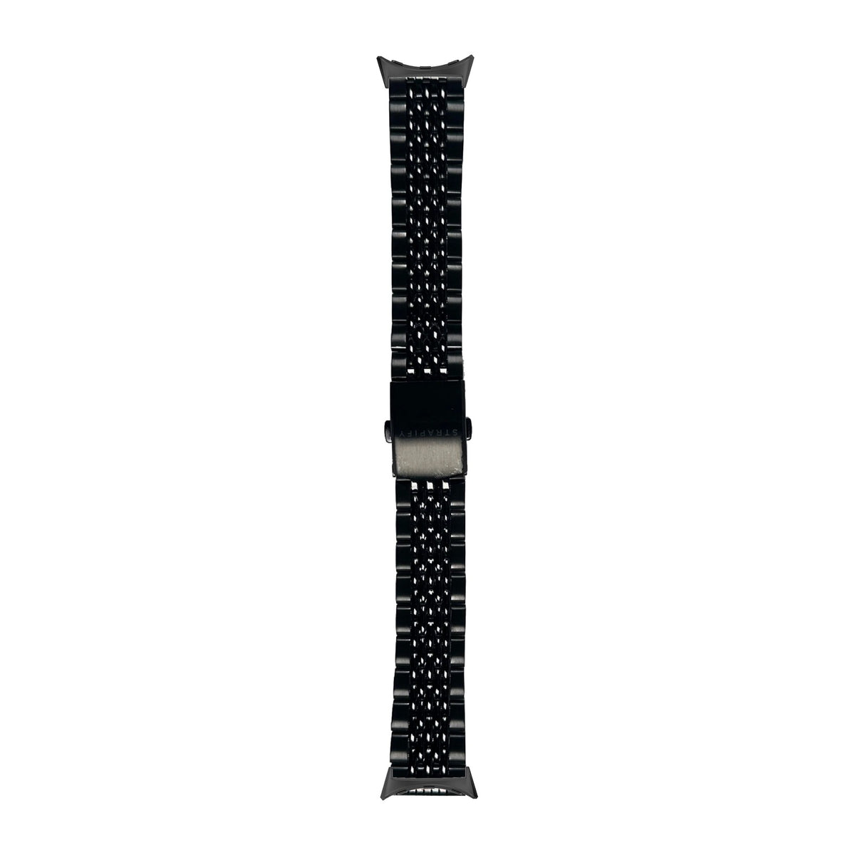 Steel Bracelet - Beads of Rice Black Black with Google Pixel Spring Bar Adapters - Wear Any 20mm Strap! for Pixel Watch 3-5 45mm
