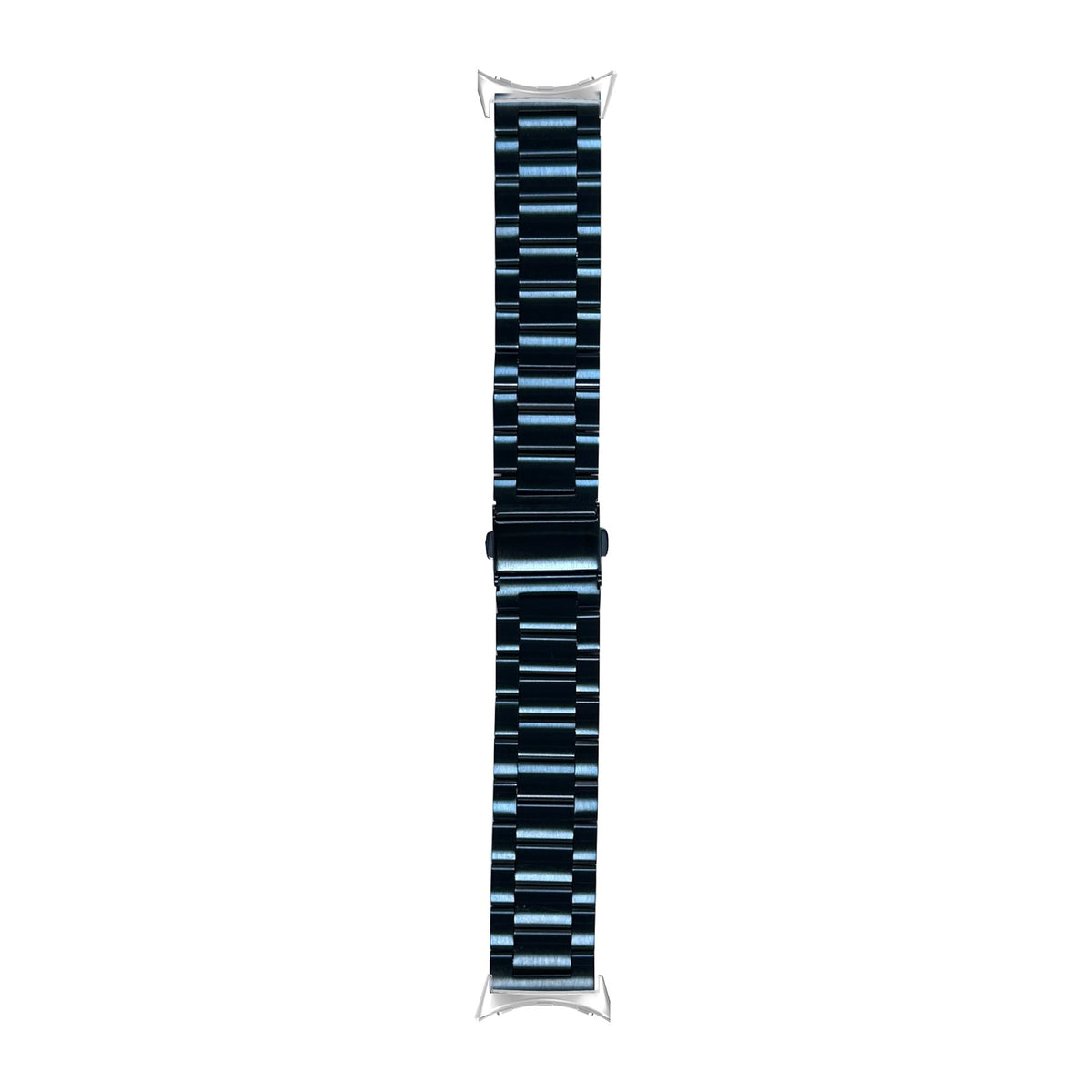 Steel Bracelet Silver with Deployant Clasp - Night Blue with Google Pixel Spring Bar Adapters - Wear Any 20mm Strap! for Pixel Watch 3-5 45mm