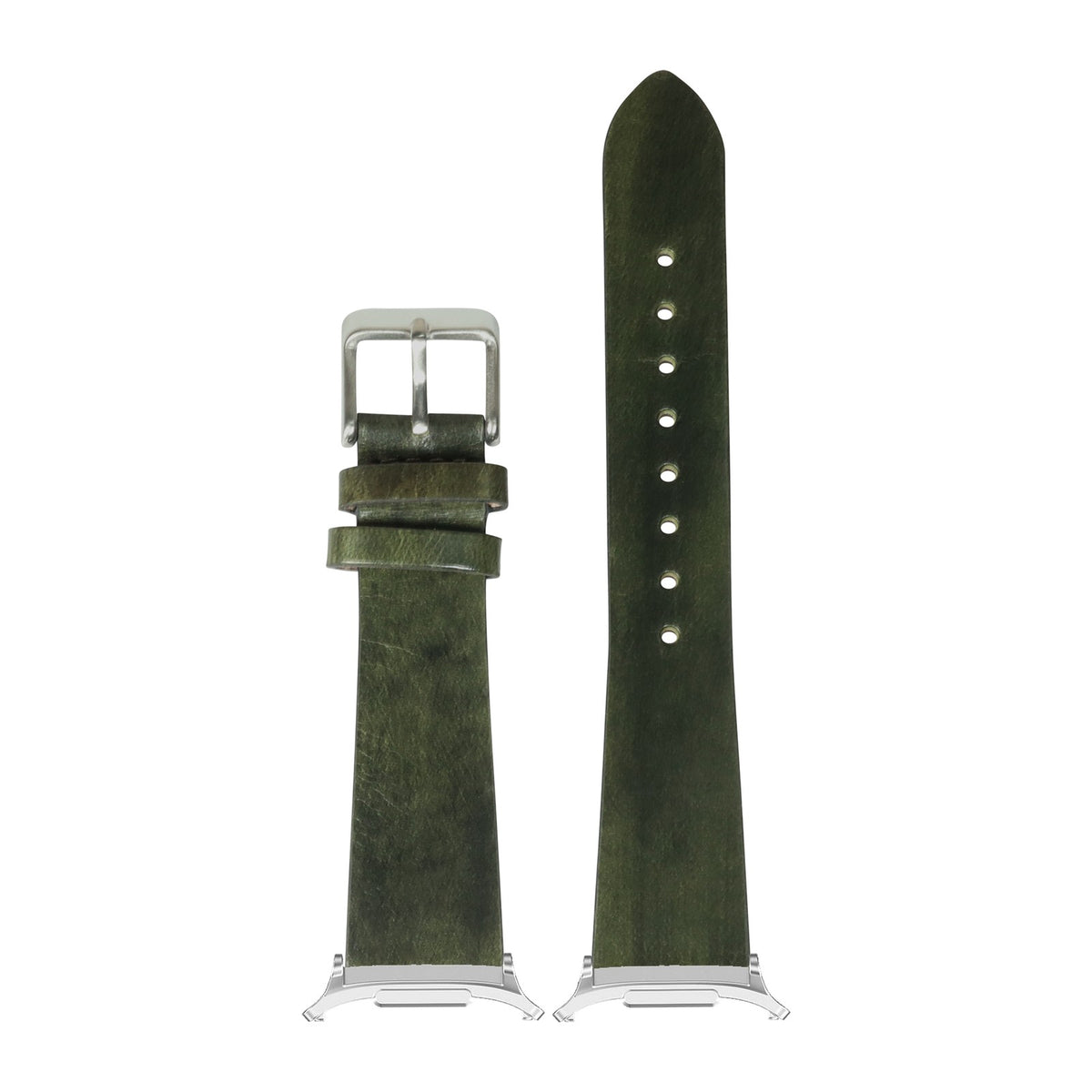 Vintage Leather - Burnished Amazon Green Silver with Strap Adapter for Galaxy Watch 8-9/Ultra