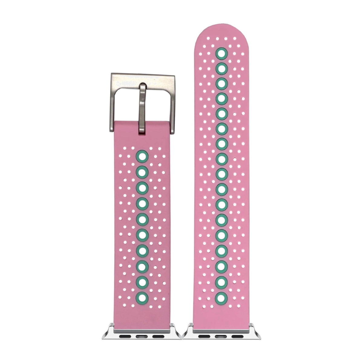 Flexi Sports Silicone 2 Pink Silver with Connecters - Spring Bar Type for Apple Watch