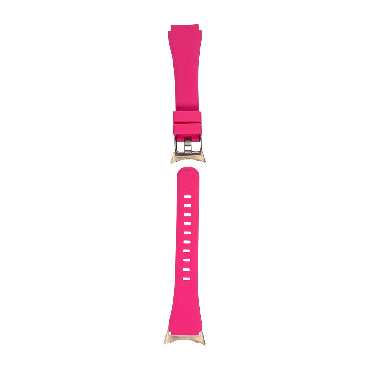 Flexi Silicone Barbie Pink Rose Gold with Google Pixel Spring Bar Adapters - Wear Any 20mm Strap! for Pixel Watch 3-5 45mm