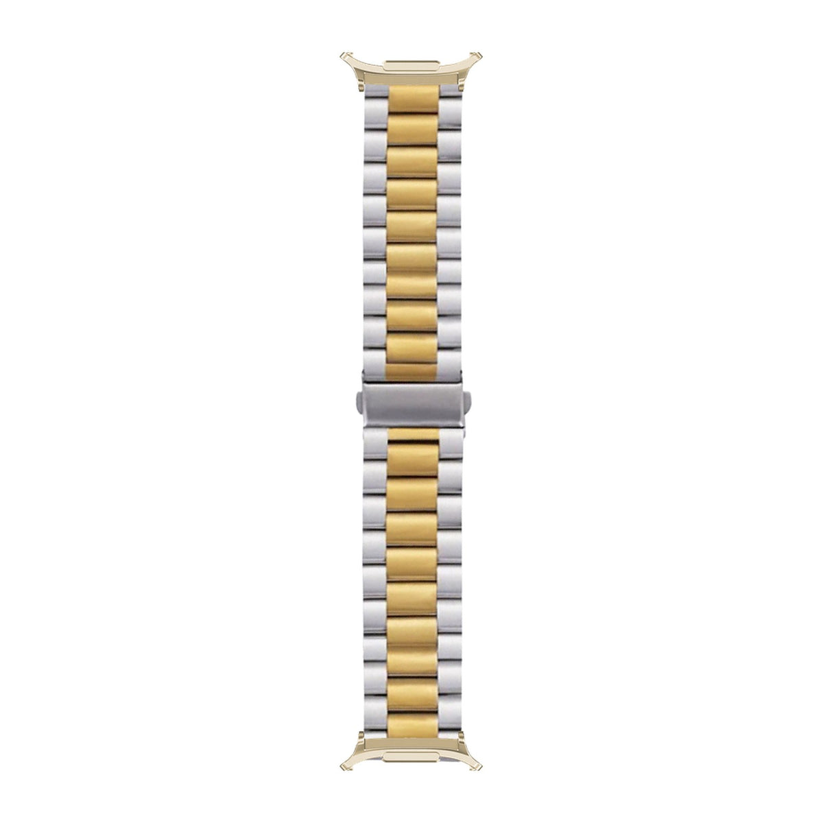 Steel Bracelet Gold with Deployant Clasp - Silver/Gold with Strap Adapter for Galaxy Watch 8-9/Ultra