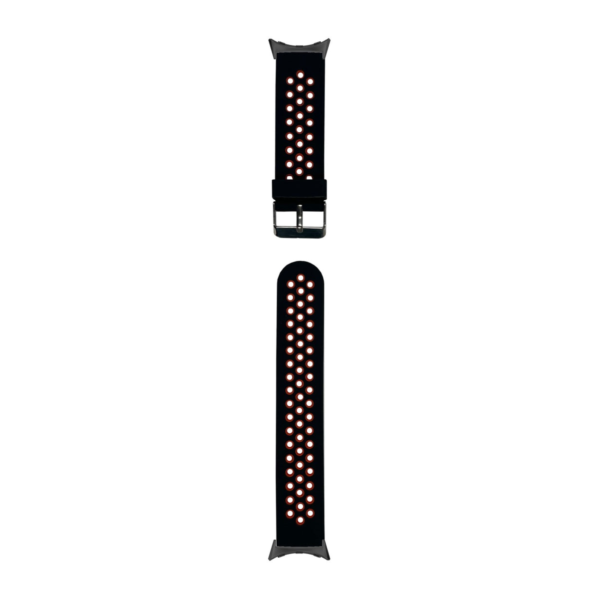 Flexi Sports Silicone Black/Dark Orange Black with Google Pixel Spring Bar Adapters - Wear Any 20mm Strap! for Pixel Watch 3-5 45mm