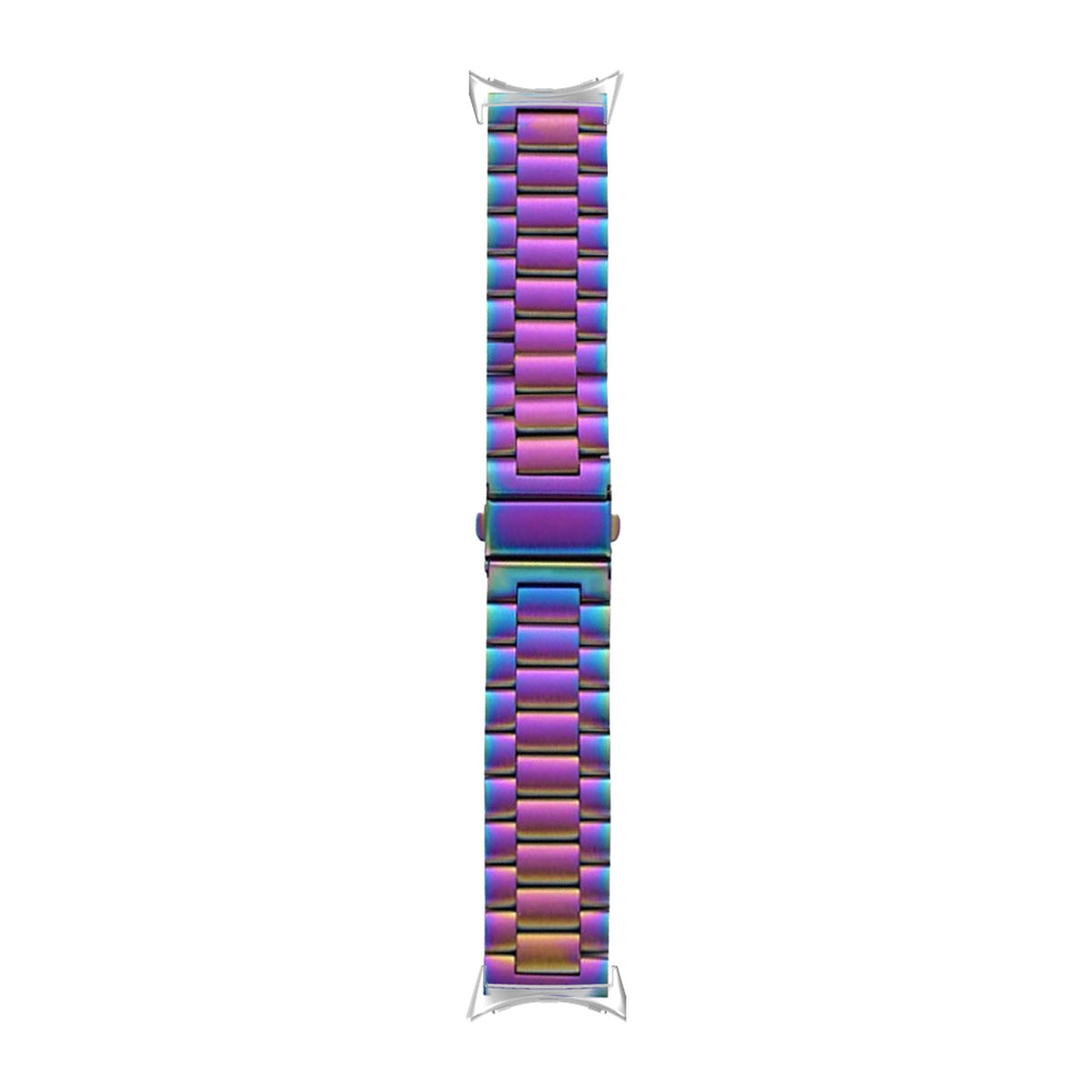 Steel Bracelet Silver with Deployant Clasp - Chameleon with Google Pixel Spring Bar Adapters - Wear Any 20mm Strap! for Pixel Watch 3-5 45mm