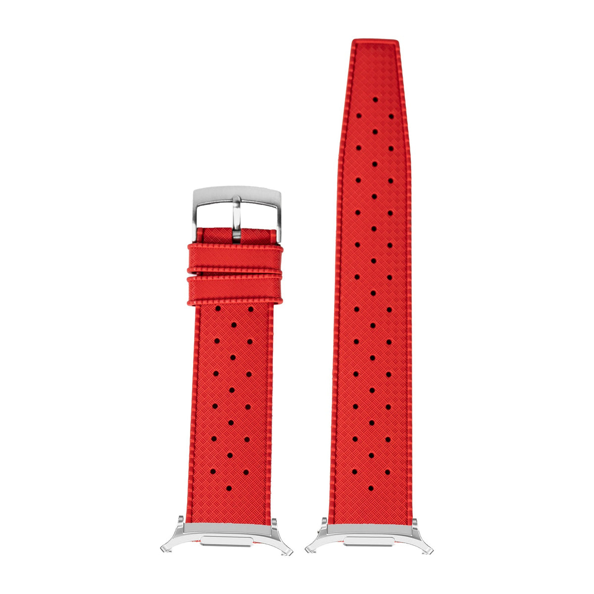 King Tropic FKM Rubber - Red Silver with Strap Adapter for Galaxy Watch 8-9/Ultra