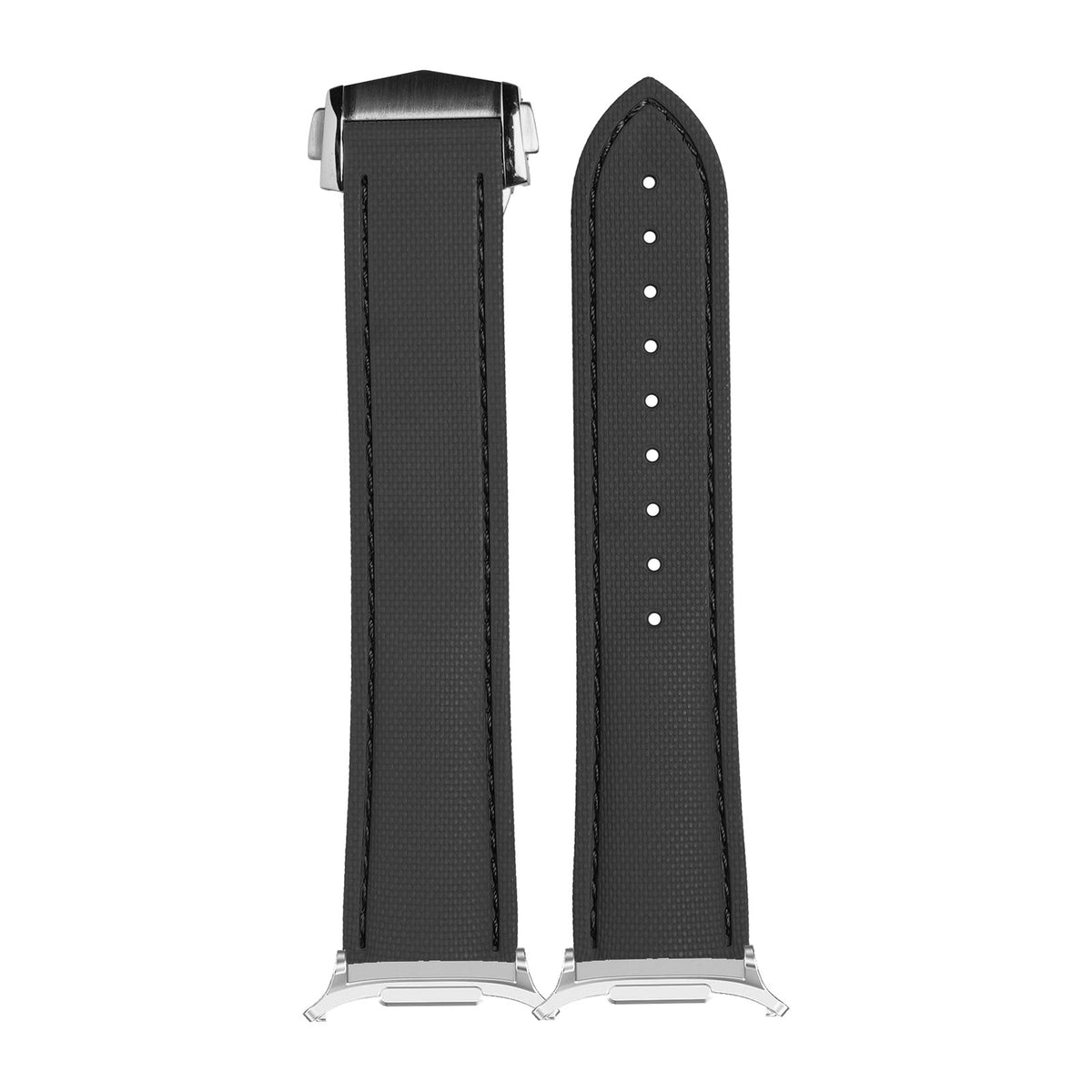 Textured FKM Rubber Black Silver with Strap Adapter for Galaxy Watch 8-9/Ultra