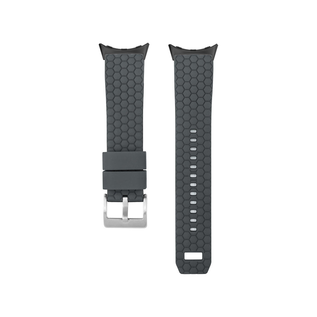 Hexagon Silicone Black with Google Pixel Spring Bar Adapters - Wear Any 20mm Strap! for Pixel Watch 1-5 41mm