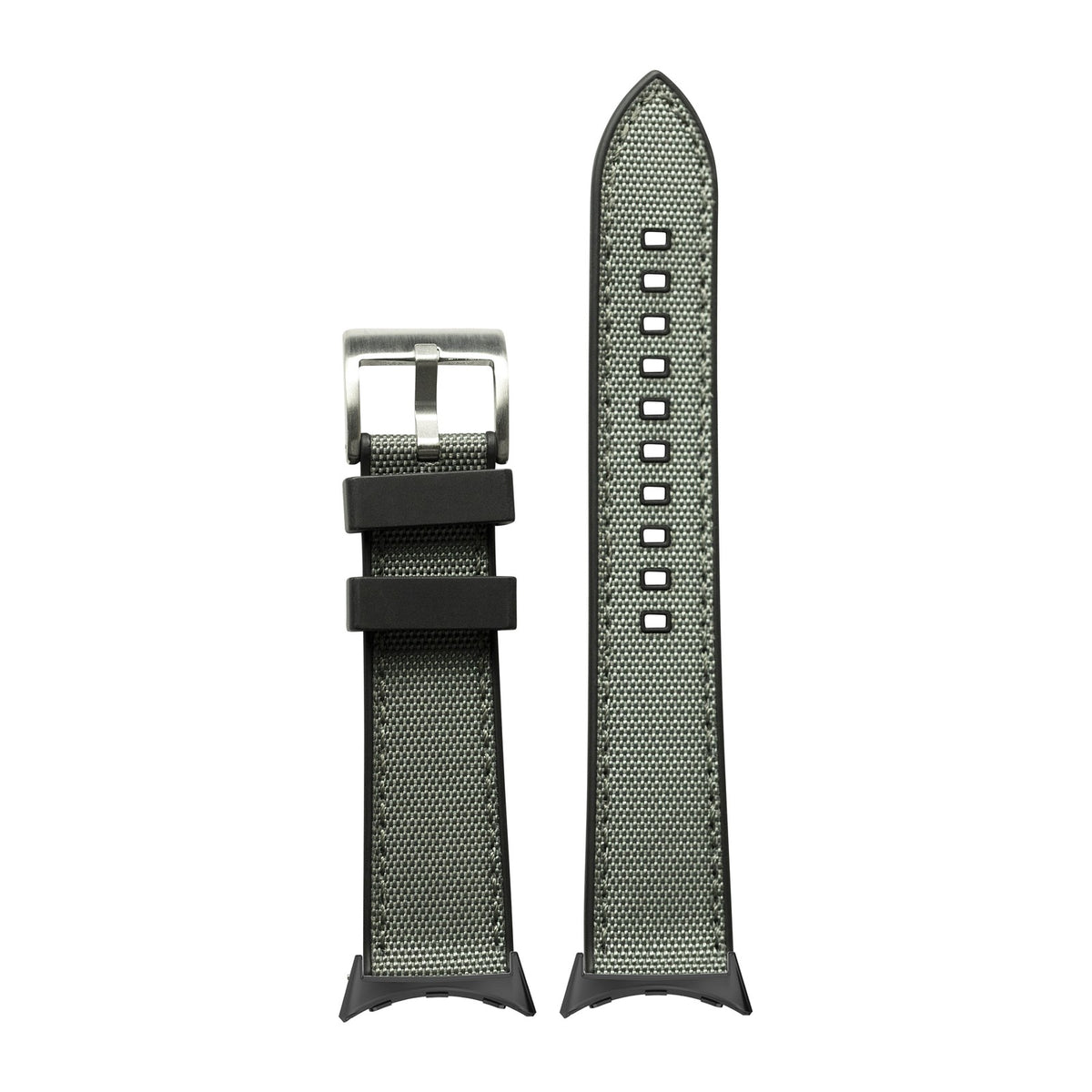 Sailcloth & FKM Rubber Hybrid Grey with Google Pixel Spring Bar Adapters - Wear Any 20mm Strap! for Pixel Watch 3-5 45mm