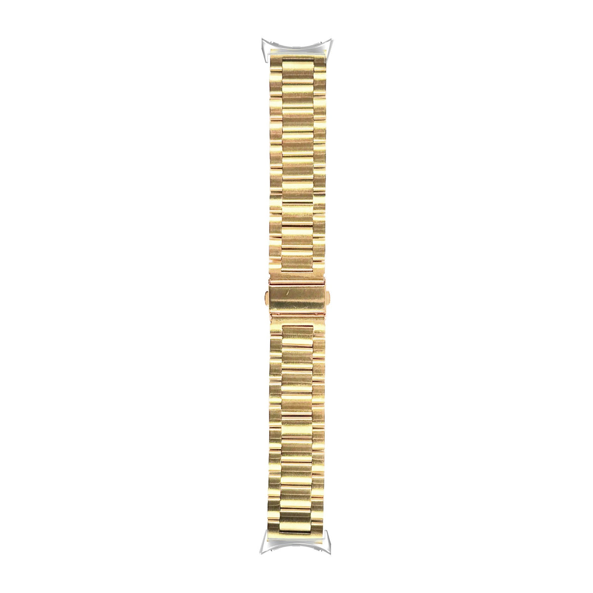 Steel Bracelet Silver with Deployant Clasp - Gold with Google Pixel Spring Bar Adapters - Wear Any 20mm Strap! for Pixel Watch 3-5 45mm
