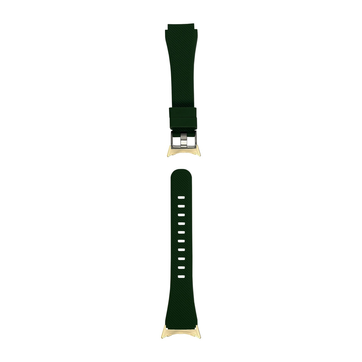 Flexi Silicone Forest Green Gold with Google Pixel Spring Bar Adapters - Wear Any 20mm Strap! for Pixel Watch 1-5 41mm