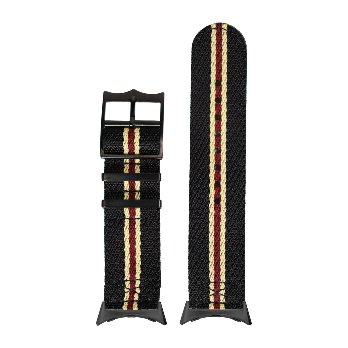 Cross Militex - Black / Beige / Maroon [Black Hardware] with Google Pixel Spring Bar Adapters - Wear Any 20mm Strap! for Pixel Watch 1-5 41mm