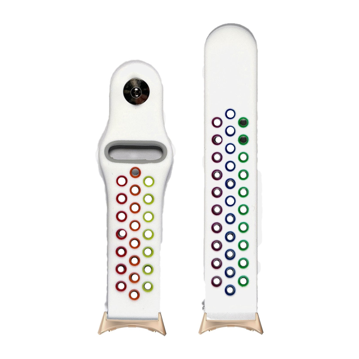 Rainbow Sports Silicone White Rose Gold with Google Pixel Spring Bar Adapters - Wear Any 20mm Strap! for Pixel Watch 1-5 41mm