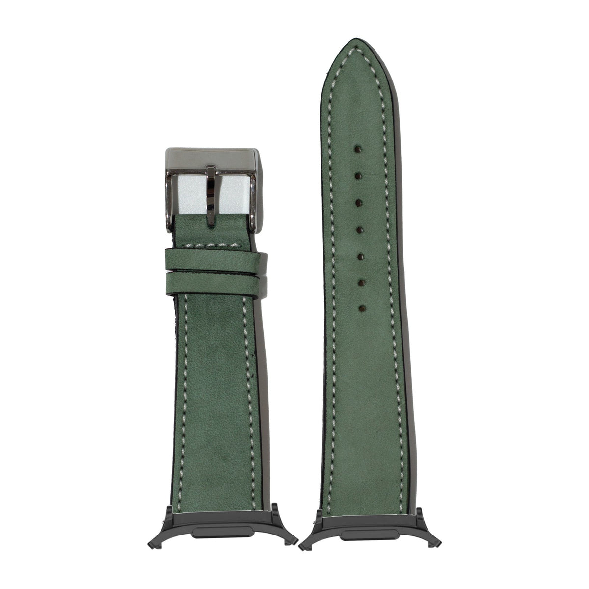 Nubuck Leather - Mint Green | White Stitching for the Galaxy Watch 8, 9 and Ultra with adapter fitted