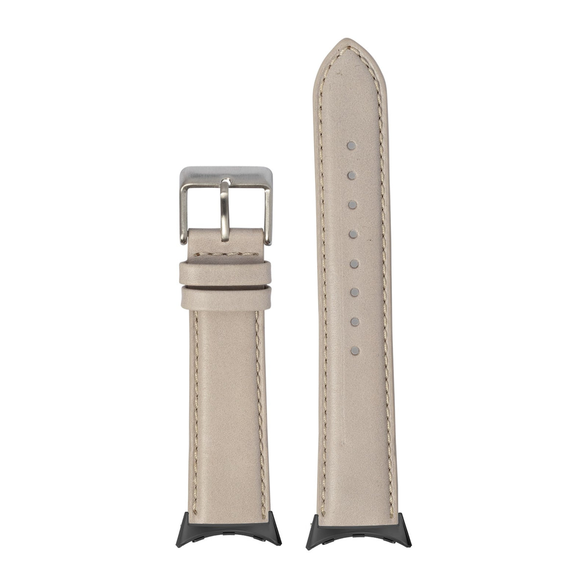 Padded Leather - Pale Pink Black with Google Pixel Spring Bar Adapters - Wear Any 20mm Strap! for Pixel Watch 3-5 45mm