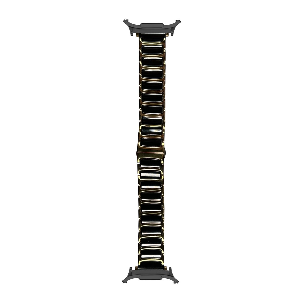 Ceramic Steel Bracelet - Gold / Black Series 1-9: 38-41mm & Series 10-12: 42mm Black with Strap Adapter for Galaxy Watch 8-9/Ultra