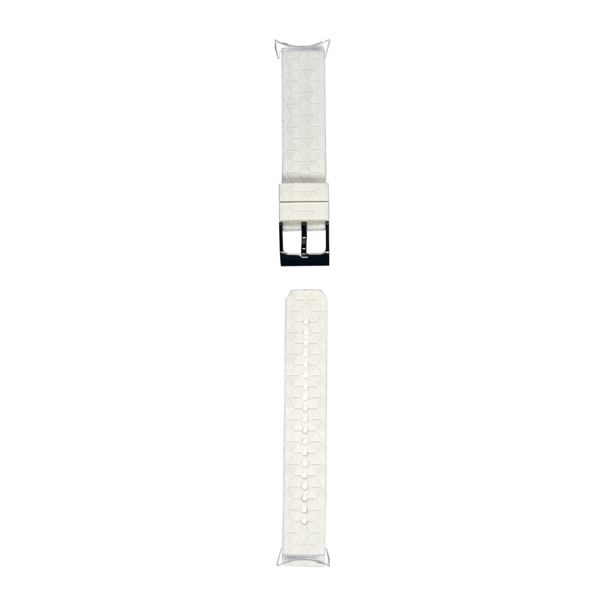 Prism Silicone [Black Hardware] White Silver with Google Pixel Spring Bar Adapters - Wear Any 20mm Strap! for Pixel Watch 1-5 41mm