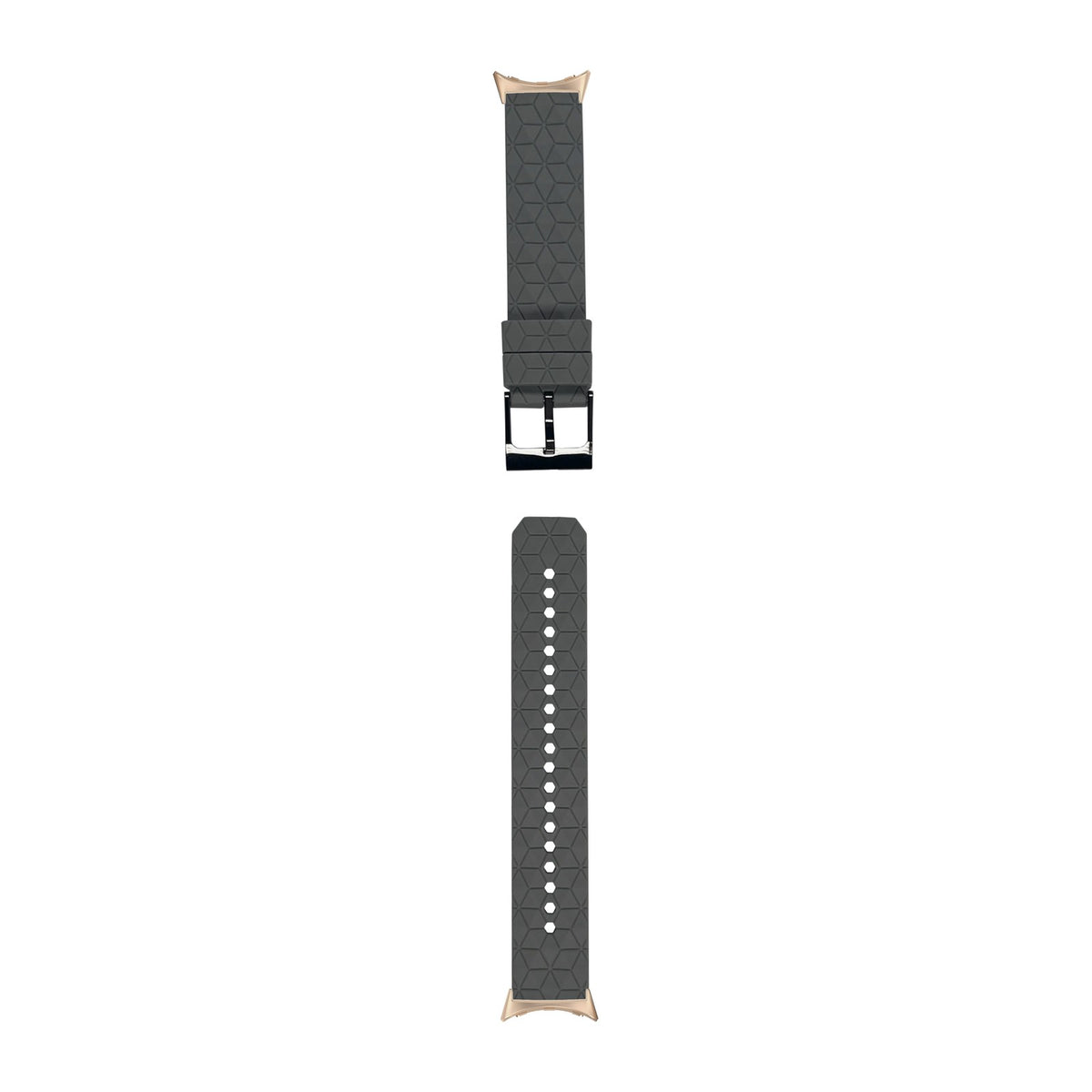 Prism Silicone [Black Hardware] Grey Rose Gold with Google Pixel Spring Bar Adapters - Wear Any 20mm Strap! for Pixel Watch 1-5 41mm