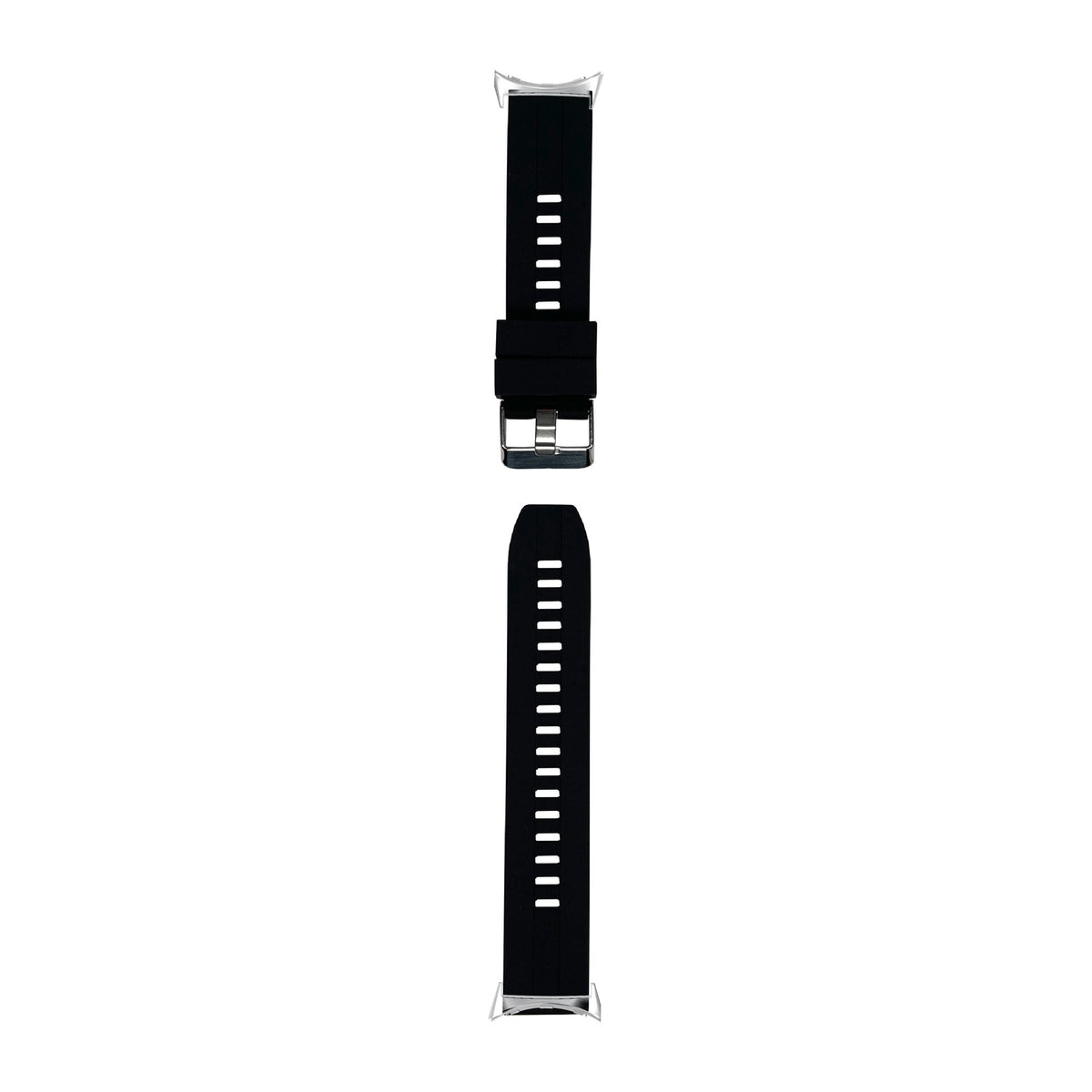 Flexi Silicone 2 Black Silver with Google Pixel Spring Bar Adapters - Wear Any 20mm Strap! for Pixel Watch 1-5 41mm