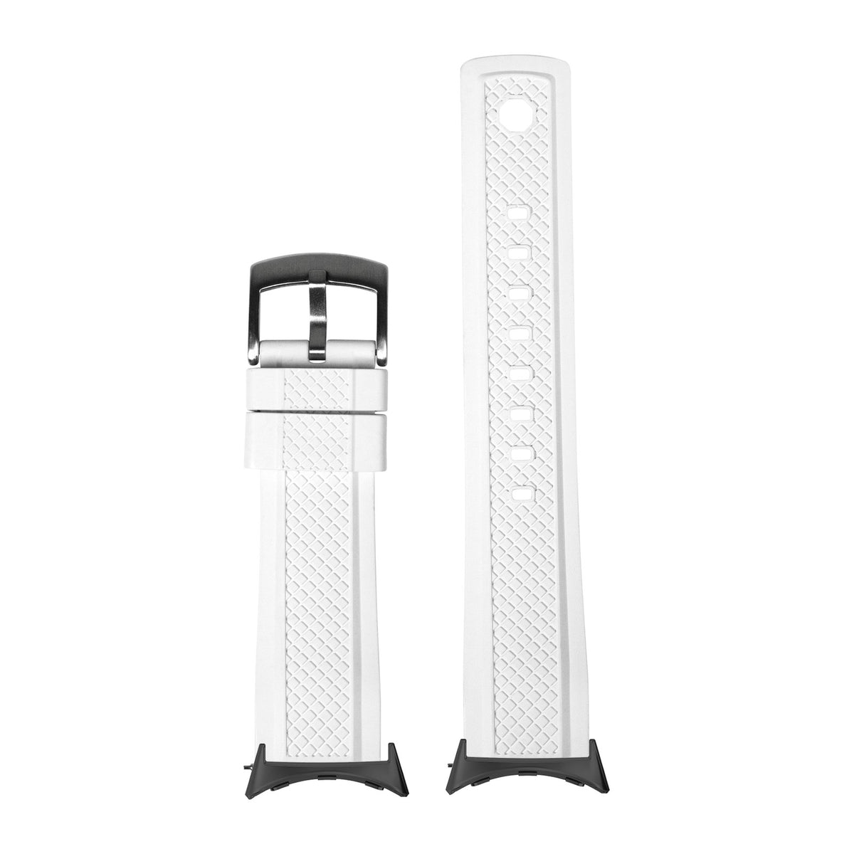 GridLock FKM Rubber - White Black with Google Pixel Spring Bar Adapters - Wear Any 20mm Strap! for Pixel Watch 3-5 45mm