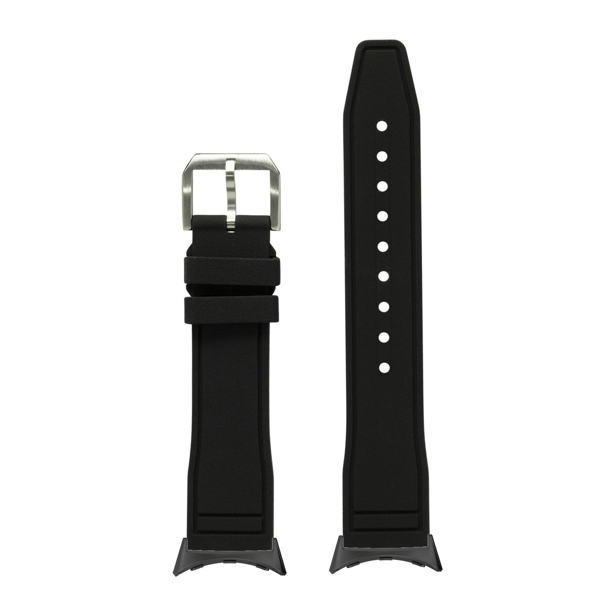 FKM Rubber - Pilot Black with Google Pixel Spring Bar Adapters - Wear Any 20mm Strap! for Pixel Watch 1-5 41mm