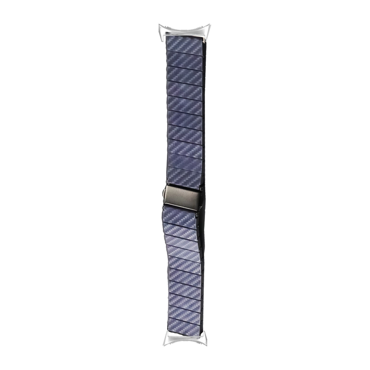 Carbon Fibre Bracelet - Blue Silver with Google Pixel Spring Bar Adapters - Wear Any 20mm Strap! for Pixel Watch 1-5 41mm