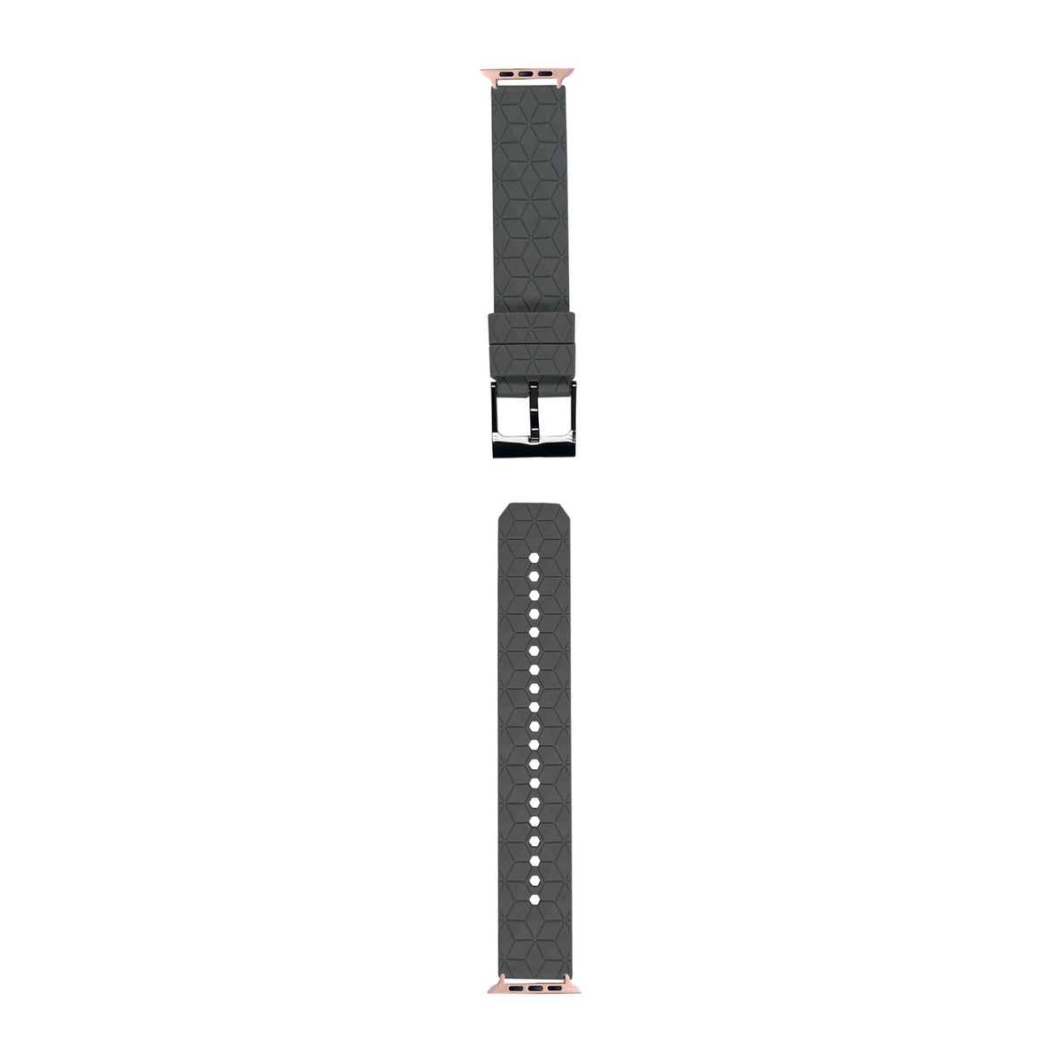 Prism Silicone [Black Hardware] Grey Rose Gold with Connecters - Spring Bar Type for Apple Watch