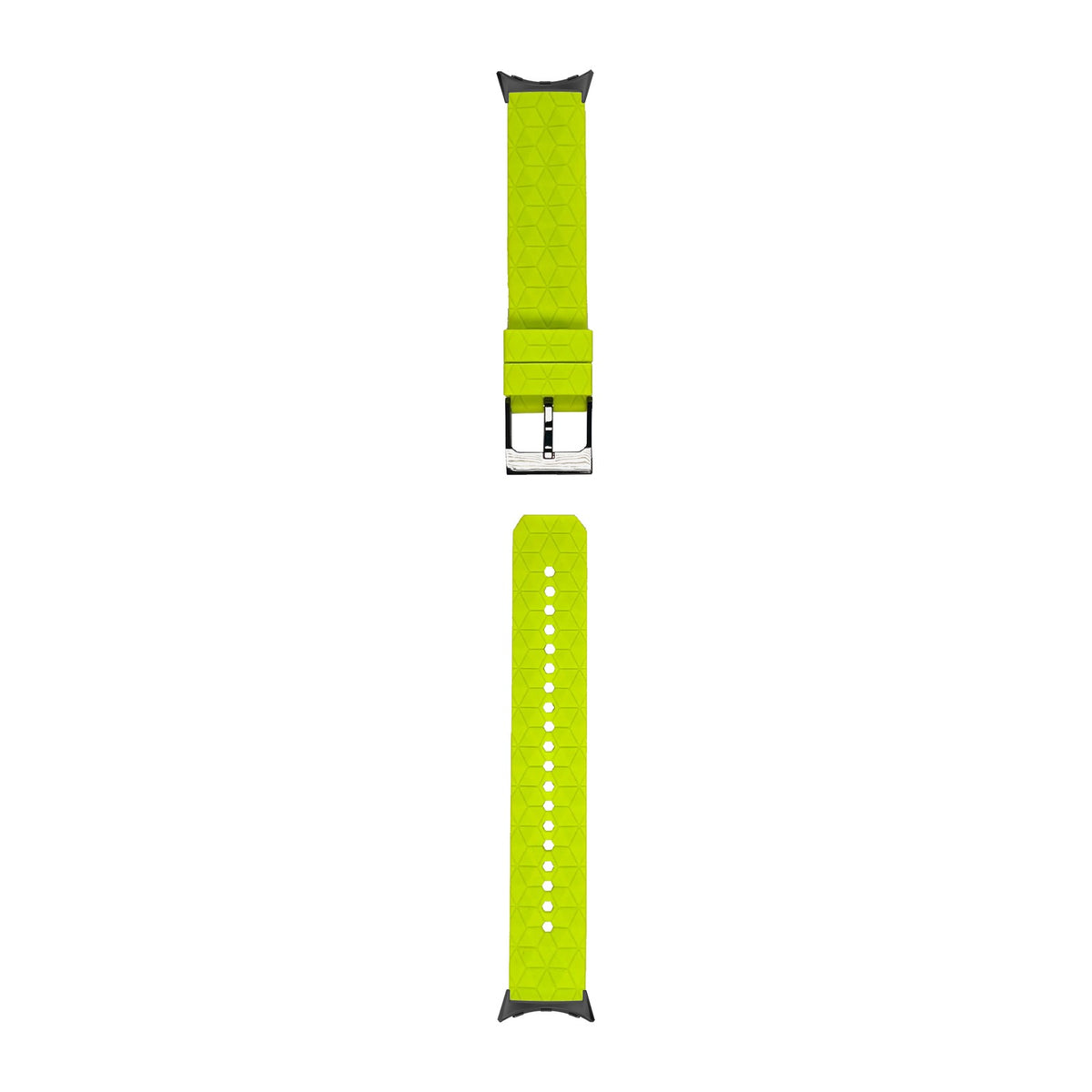 Prism Silicone [Black Hardware] Lime Green Black with Google Pixel Spring Bar Adapters - Wear Any 20mm Strap! for Pixel Watch 1-5 41mm